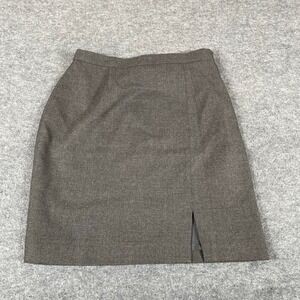 Herman Geist Skirt Womens 12‎ Gray Wool Short Slit Lined Wool Pencil Zip Up Work